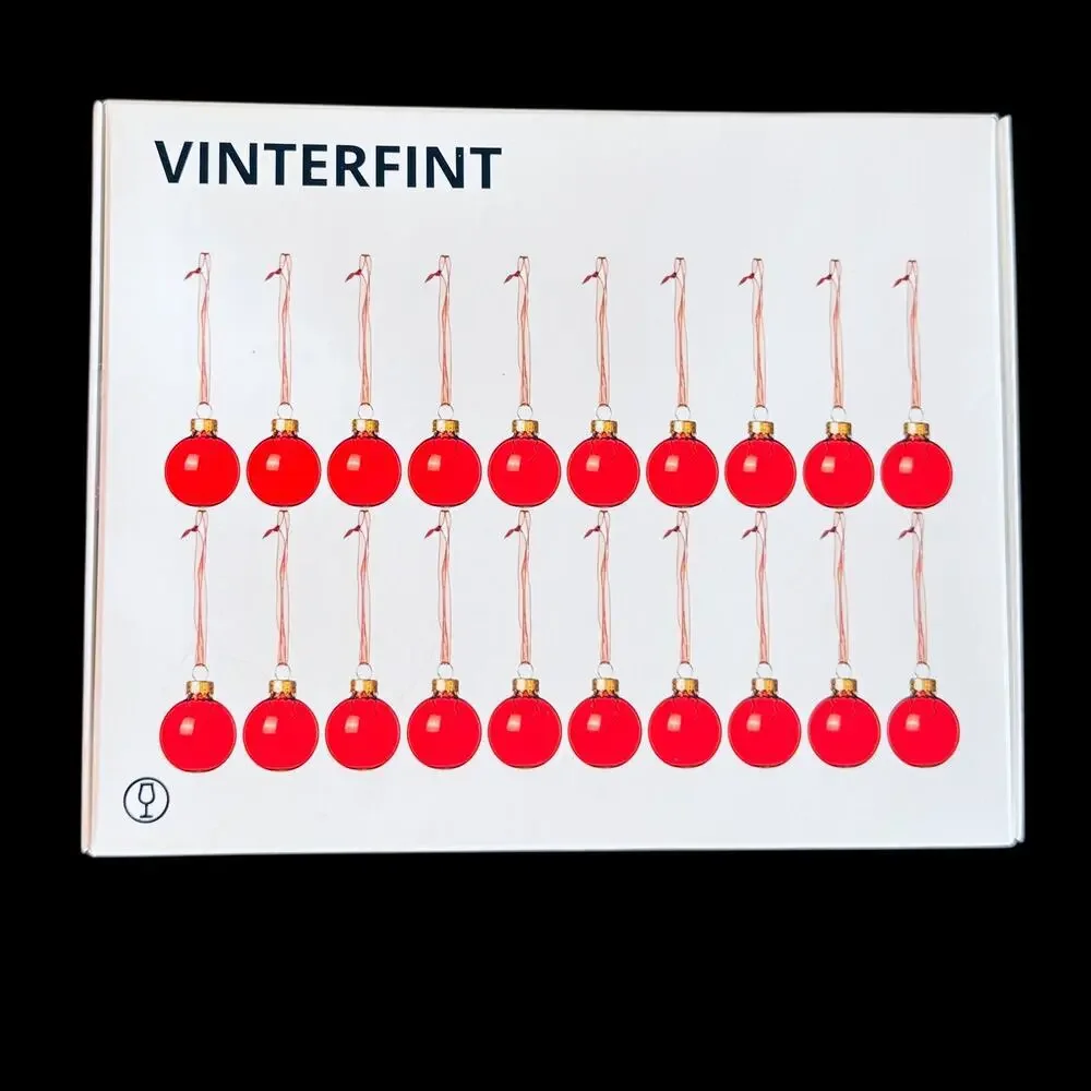 IKEA VINTERFINT 20 Red Bauble Ornaments 1 1/2